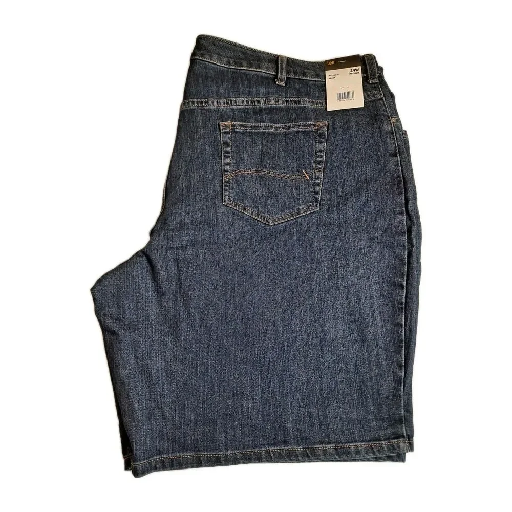 Lee Women's Bermuda Shorts Size 24W Relaxed Fit Mid-rise Lagoon 10